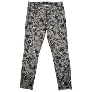 Jen7 Black White Floral Paisley‎ Print Skinny Ankle Jeans Stretch NWOT 6